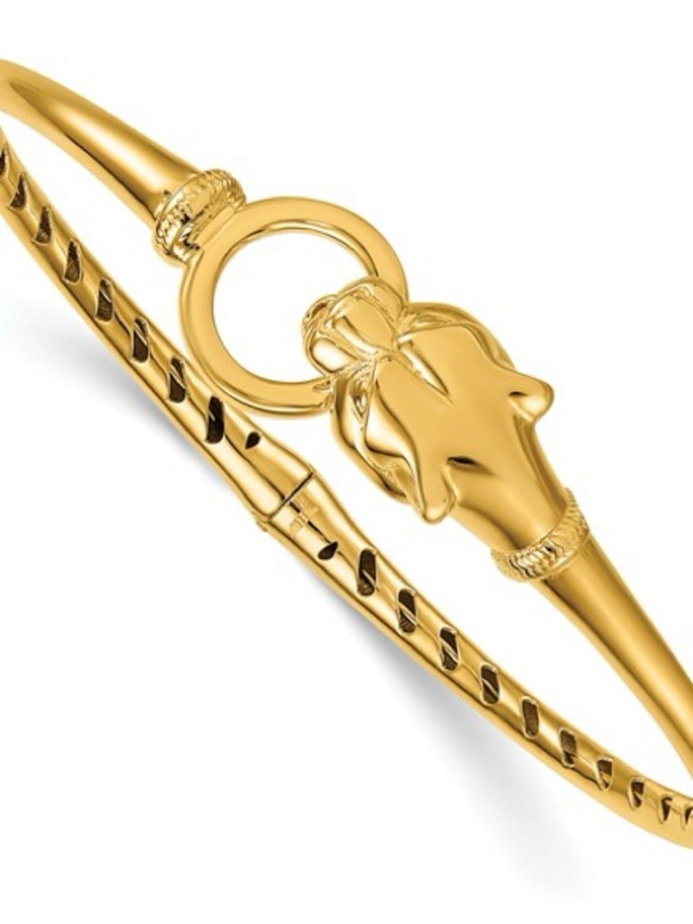 Herco 14K Yellow Gold Panther Hinged Bangle Bracelet Italy 13mm